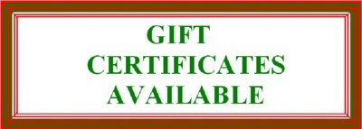 Gift Certificatea available